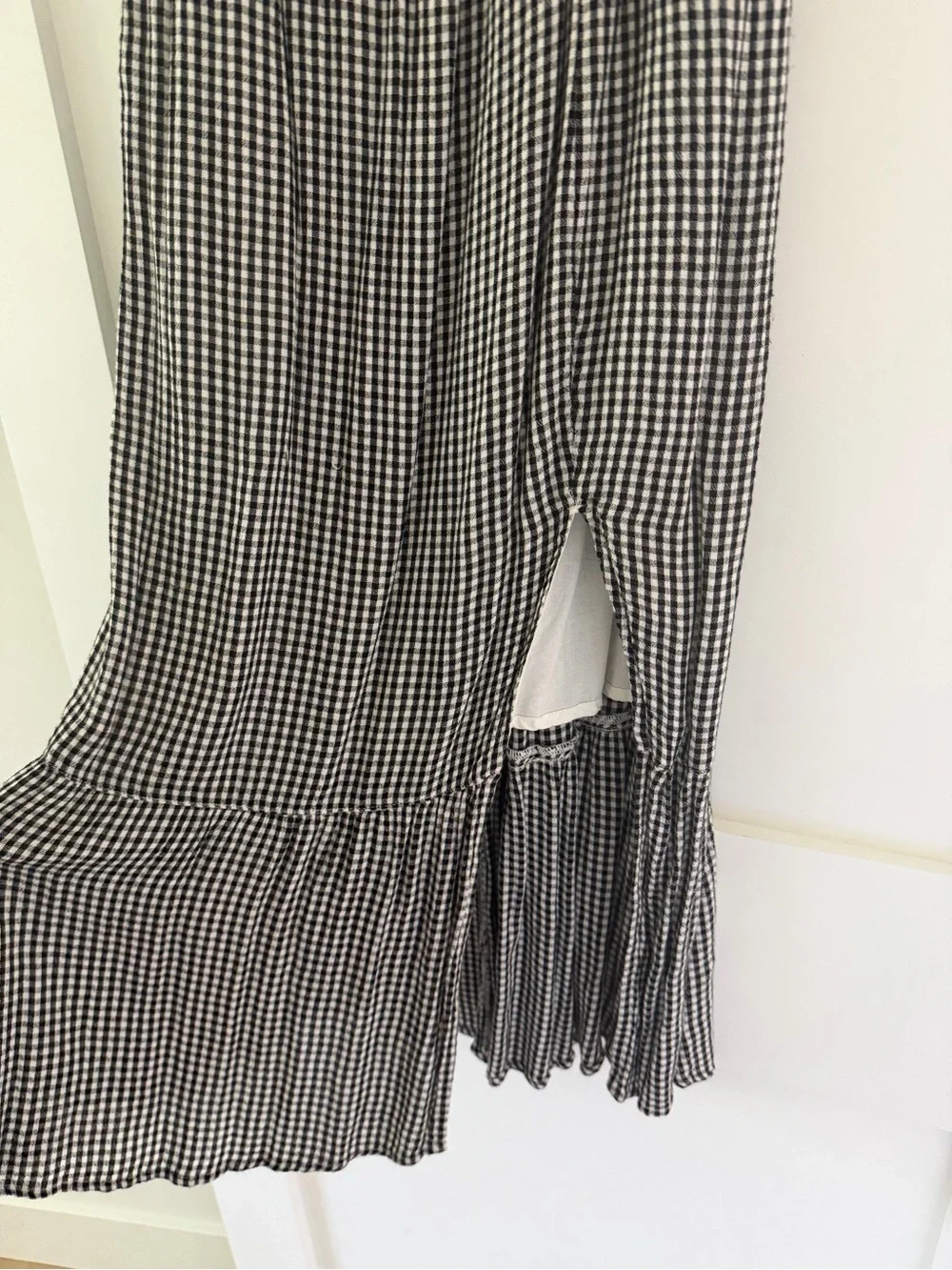 Abercrombie & Fitch Black and White Gingham Midi Dress